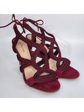 Gianni Bini Burgundy Suede Lauren Marie Braided Heels Size 10 M